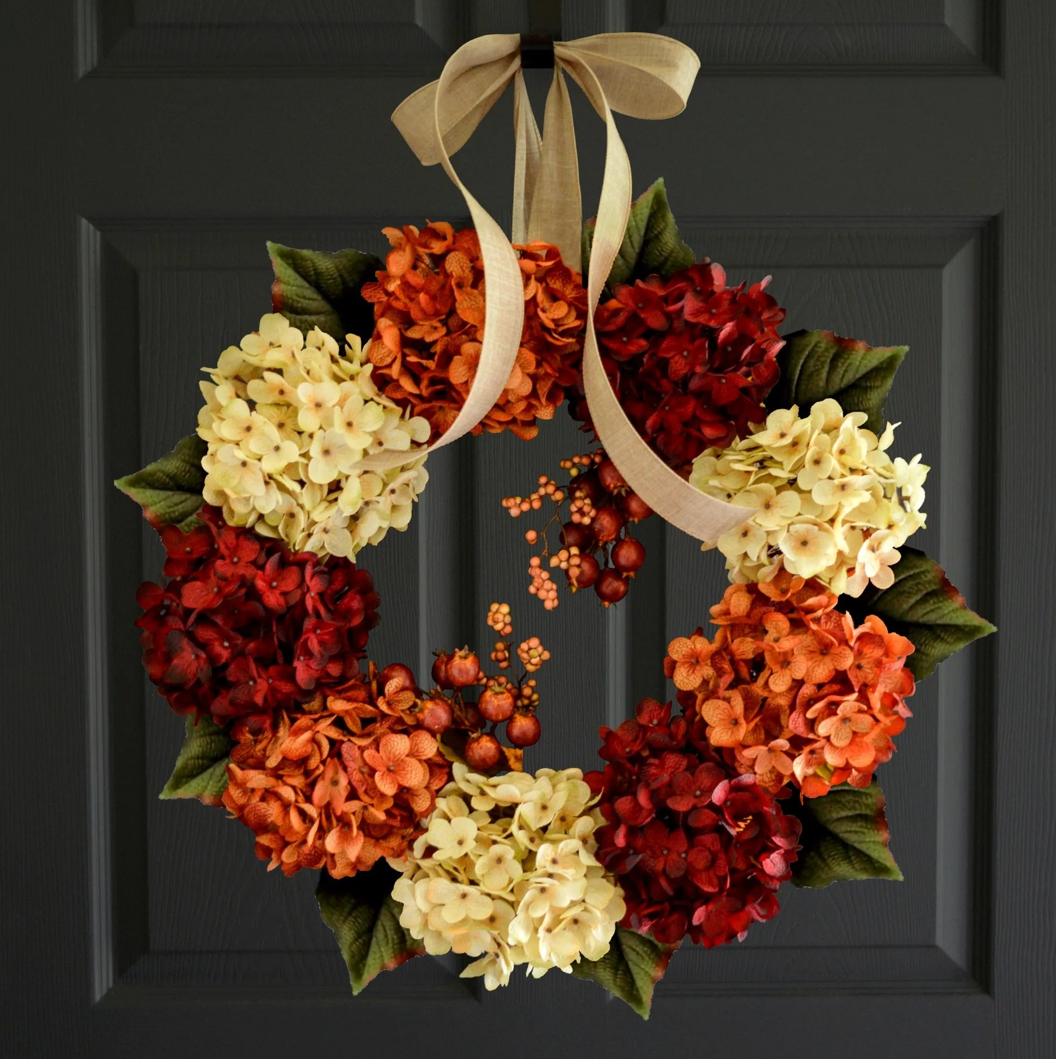 Fall Hydrangea Wreath wth Berries