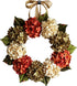 fall hydrange door wreath in orange, green and cream colors on white background