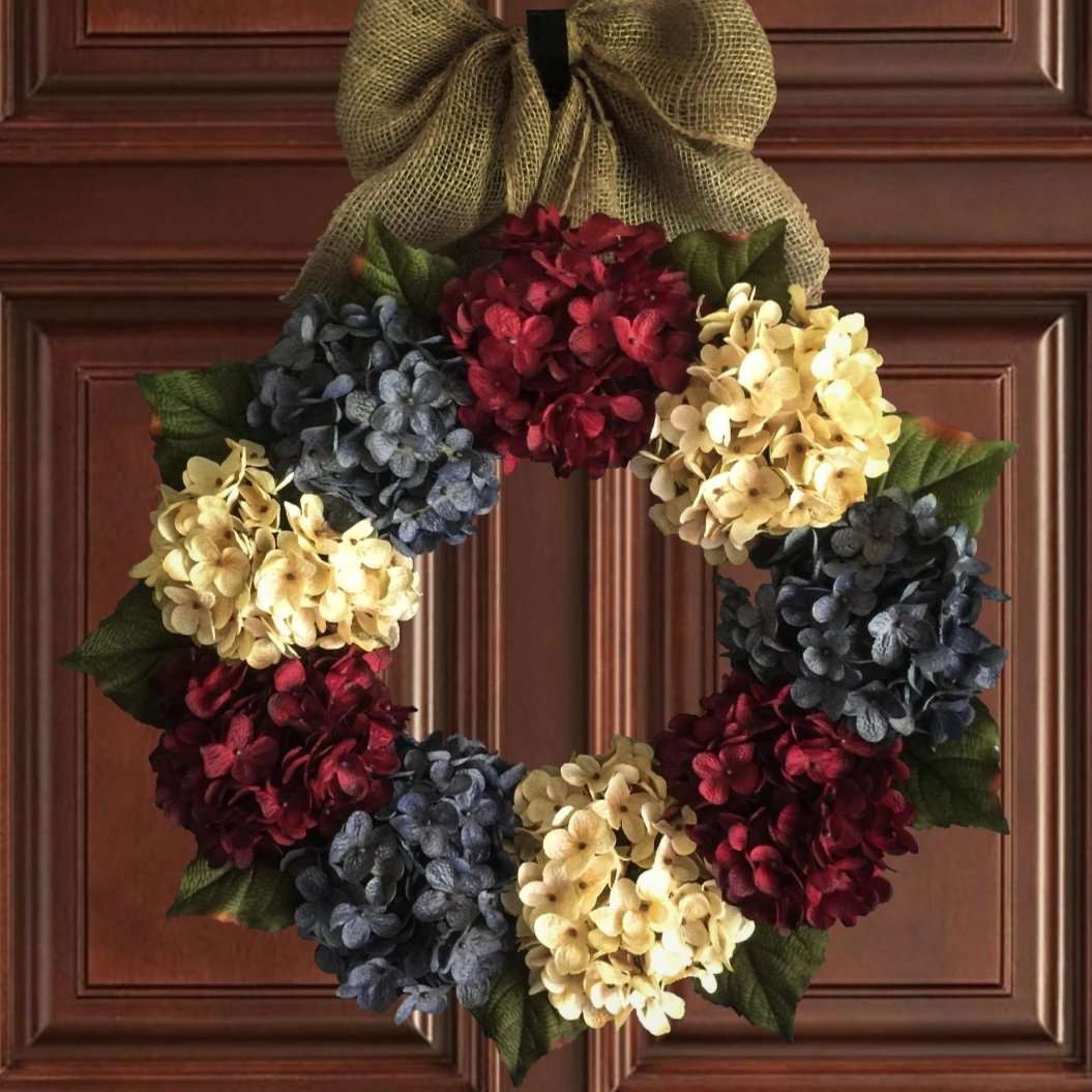Patriotic Door Wreath on wood door