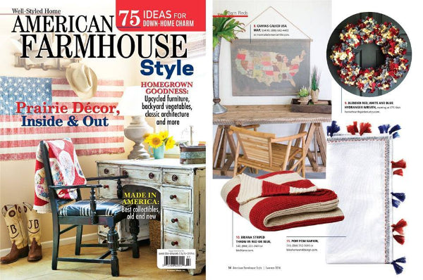 Farmhouse Style Magazine page of HHGDECOR patriotic door wreath
