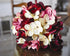 artificial hydrangea flowers red pink cream closeup