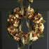 Fall hydrangea wreath in brown green and cream on front door