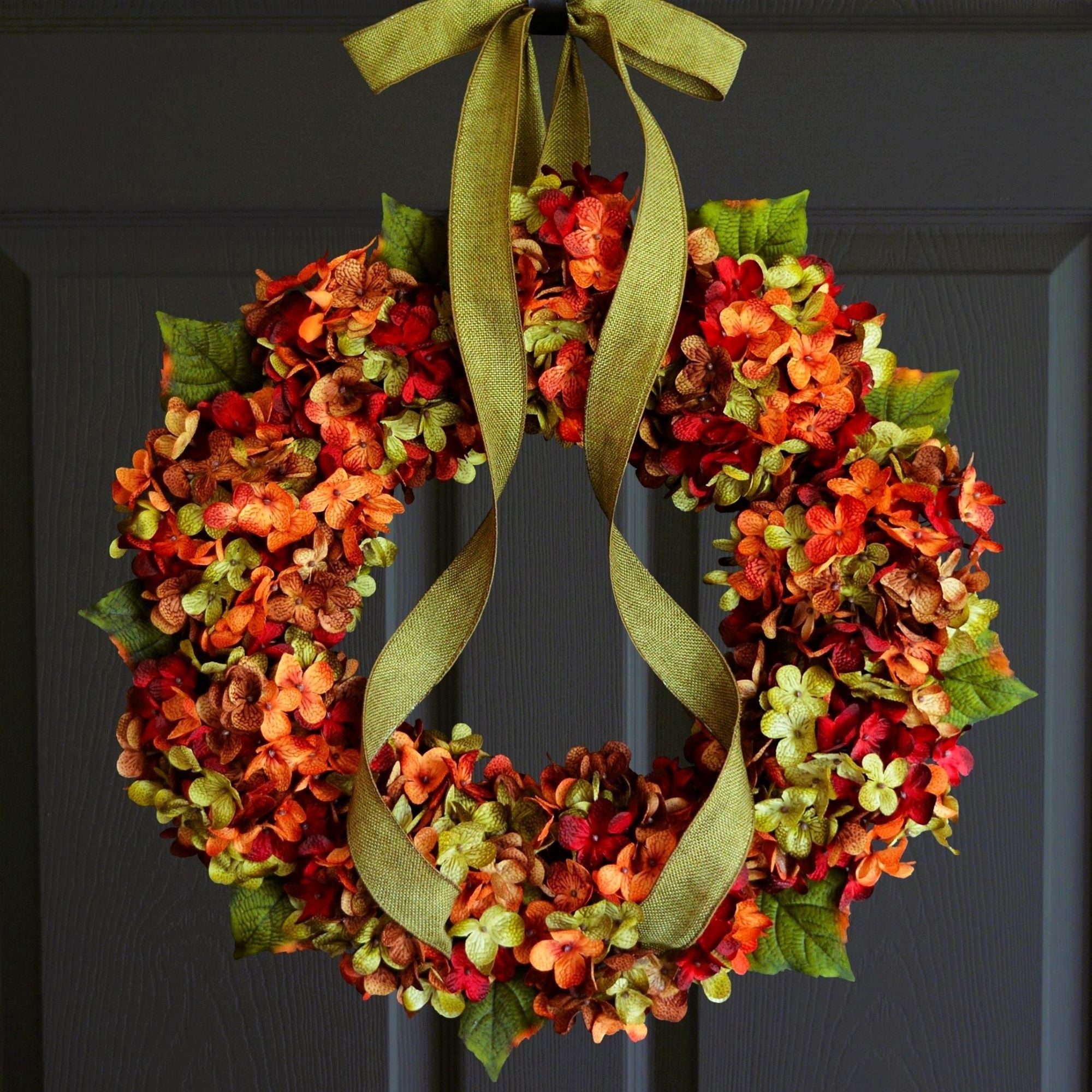 Fall hydrangea door wreath