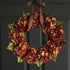 fall hydrangea door wreath in brown and red colors