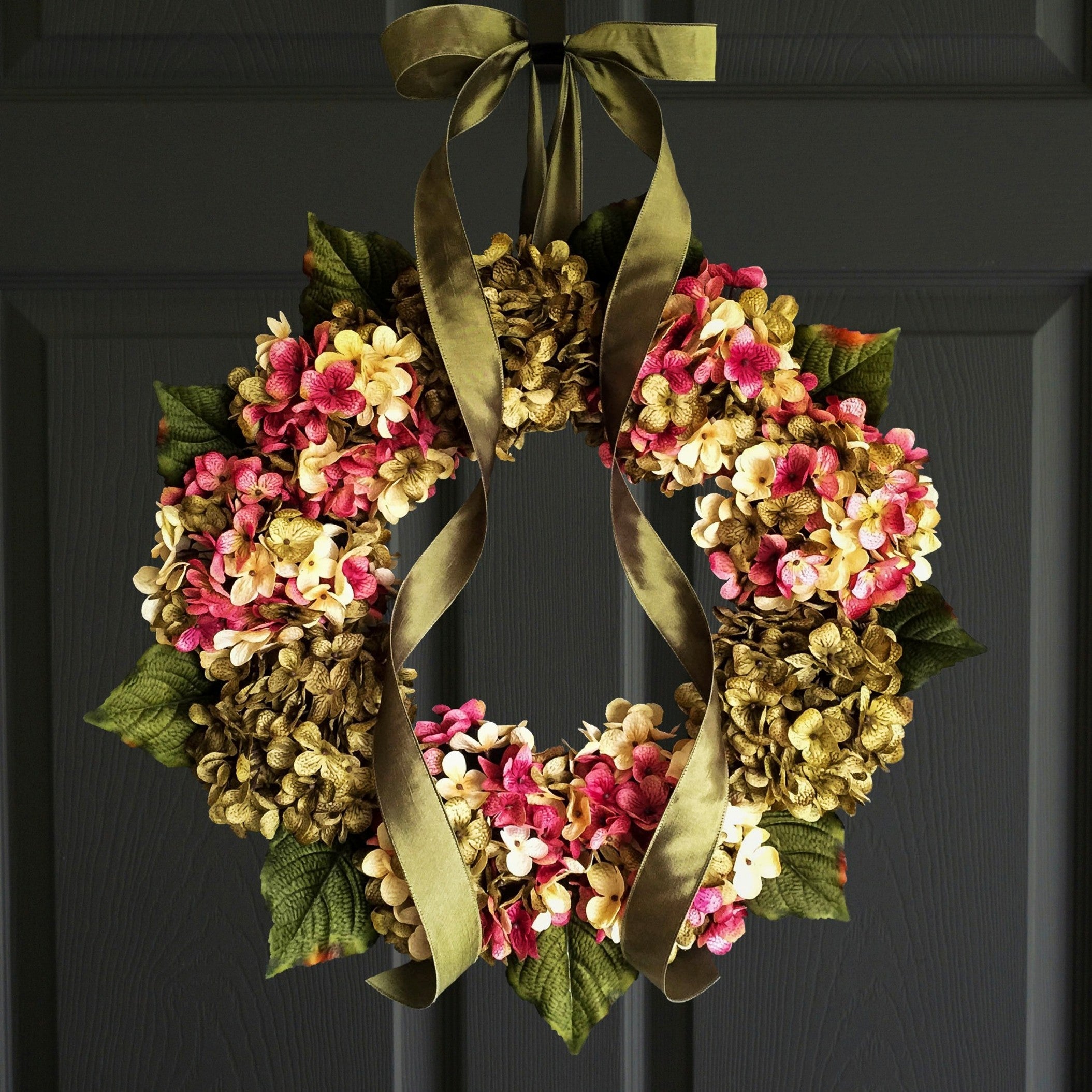 spring hydrange door wreath