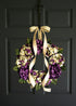 purple hydrangea wreath on front door
