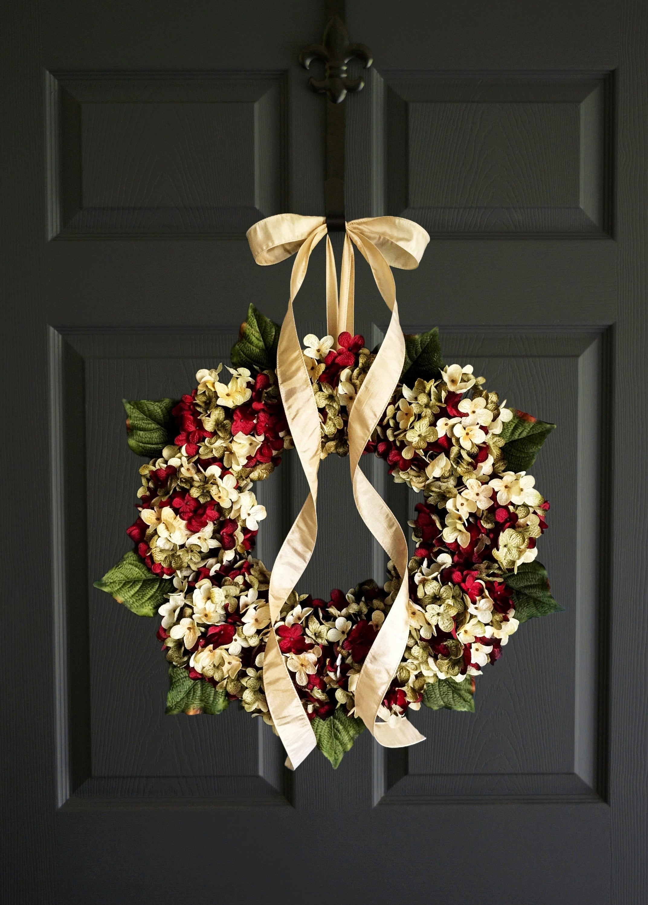 Red Hydrangea Year Round Front Door Wreath – HHGDECOR