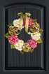 hydrangea wreath on black door