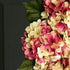 Close-up of premium silk pink hydrangea flowers on wreath