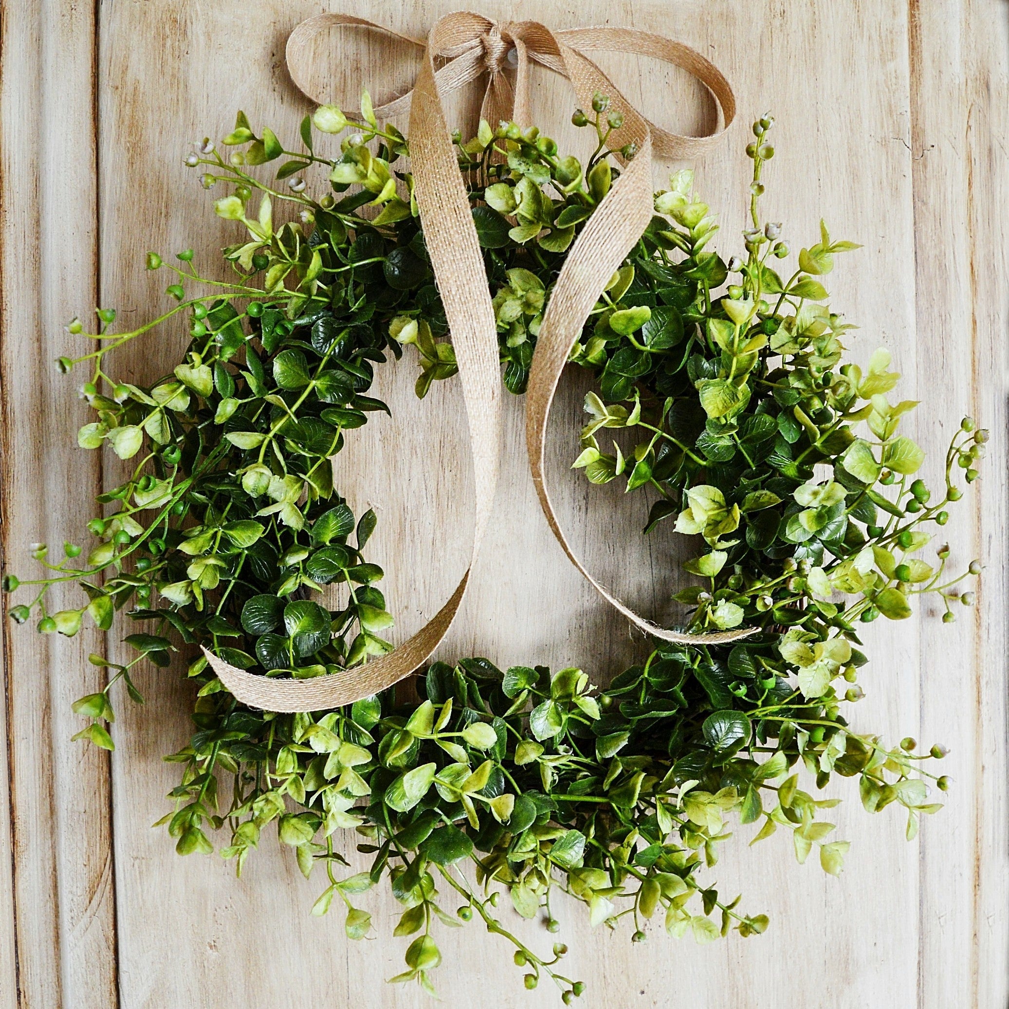 Small farmhouse eucalyptus wreath for front door year round greenery decor